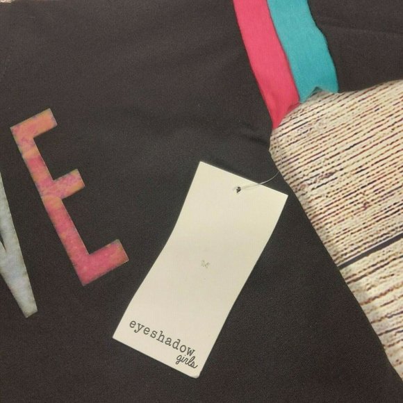 Girls Long Sleeve Top Love Printed Black Tunic Shirt Eyeshadow XS(6/6X) NWT - Picture 7 of 9